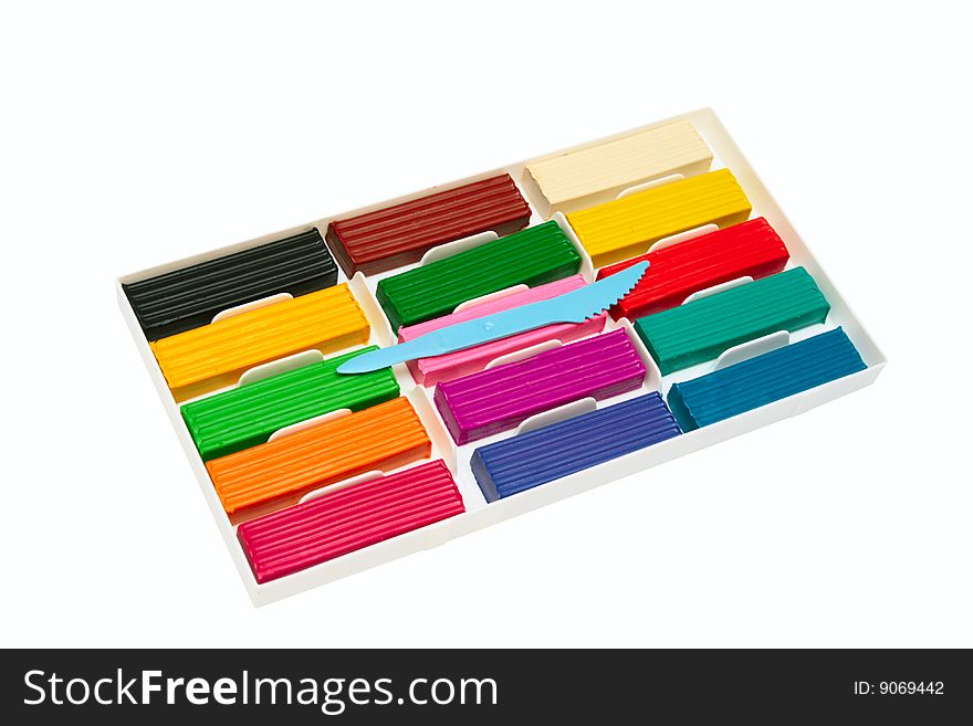 Color plasticine set isolated on white. Color plasticine set isolated on white.