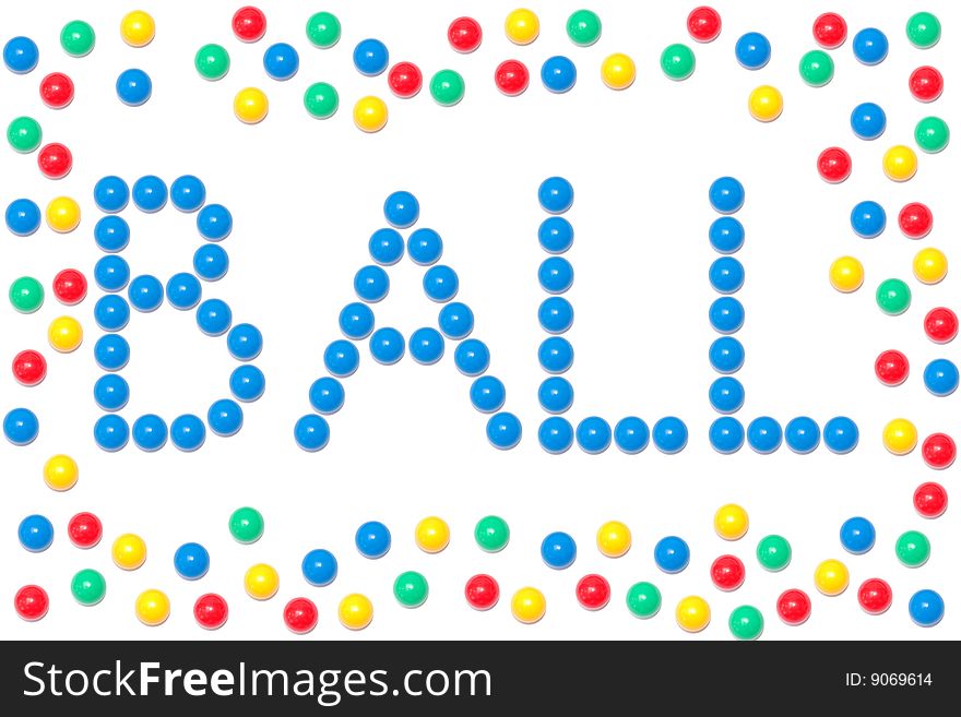 The word ball write with blu balls