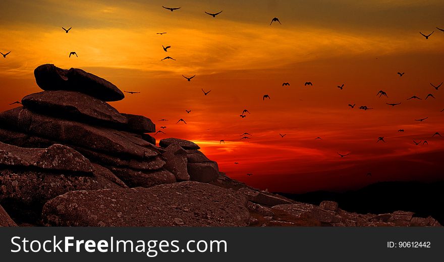 Rock Formation With Sunset Photo