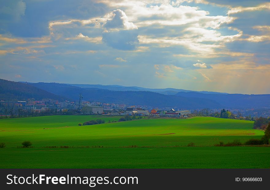 Rural landscape with dramatic sky in the Czech Republic in the spring in the month of April. Rural landscape with dramatic sky in the Czech Republic in the spring in the month of April