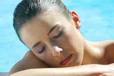 Young Woman At The Pool Royalty Free Stock Photos Young Woman At The Pool Royalty Free Stock Photos