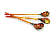 Russian Wooden Painted Spoons Isolated Royalty Free Stock Photos Russian Wooden Painted Spoons Isolated Royalty Free Stock Photos