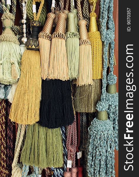 Decorative tassels used at manufacturing of curtains