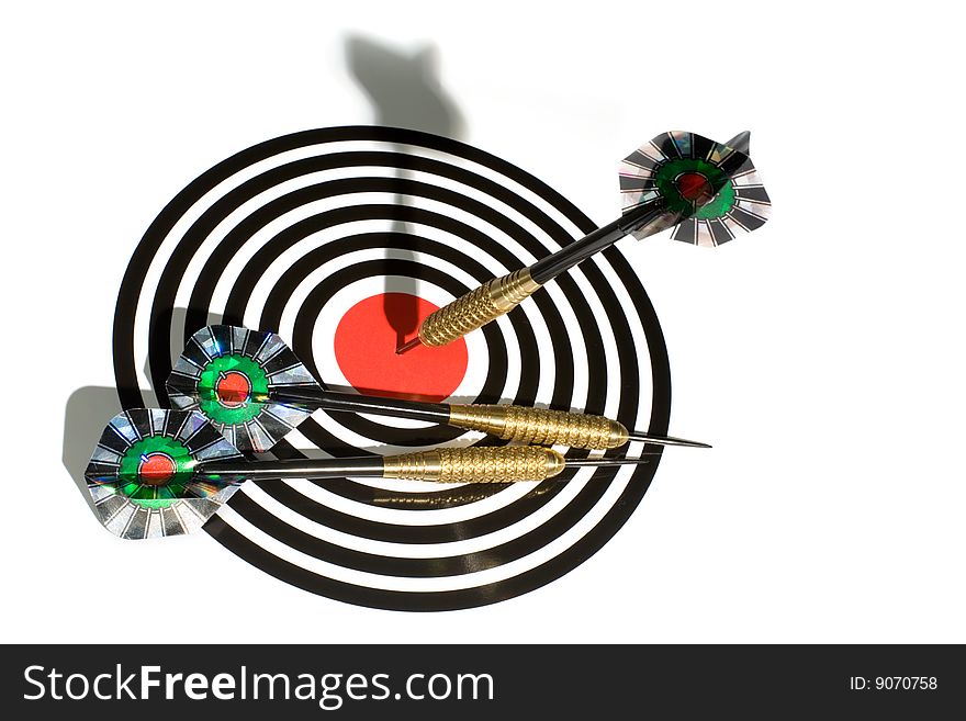 Target with arrows on white background