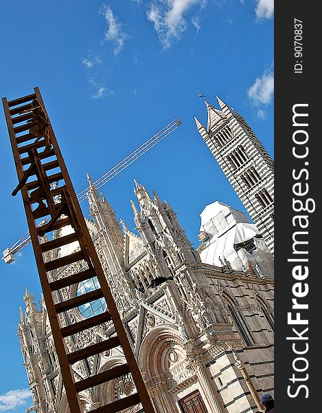 Stairs to the sky and cathedral in itally