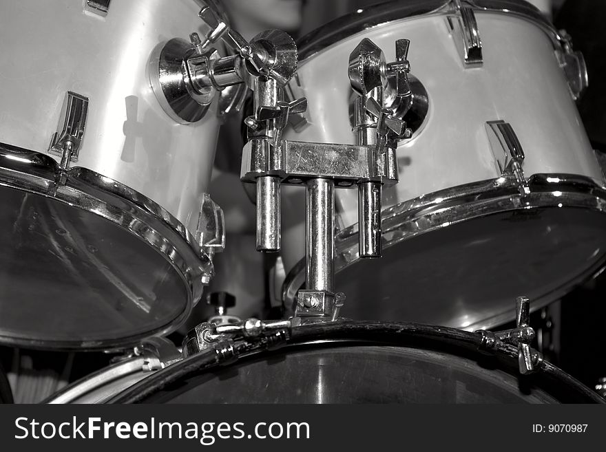 Closeup of a drum set