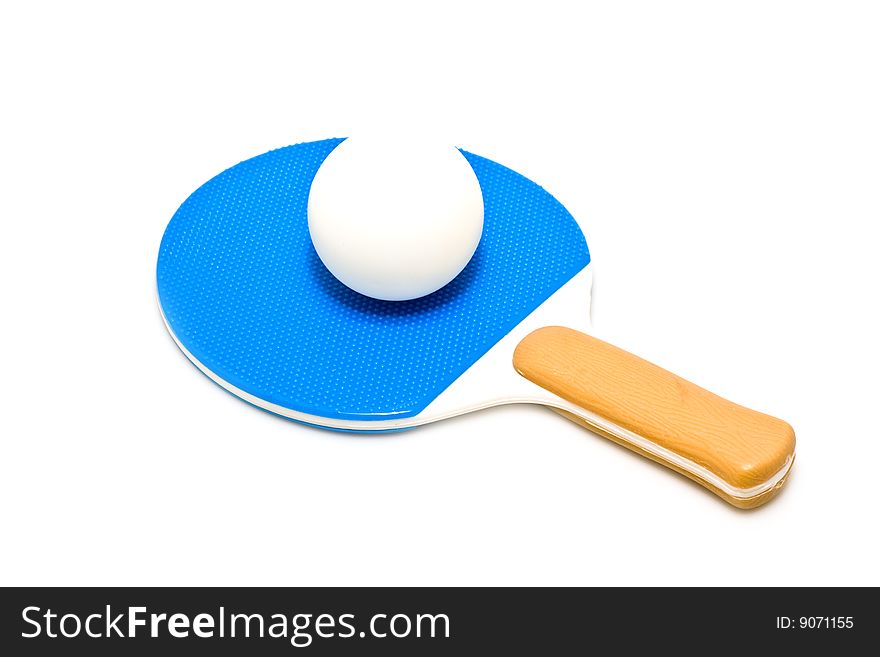 Racket and ball on a white background