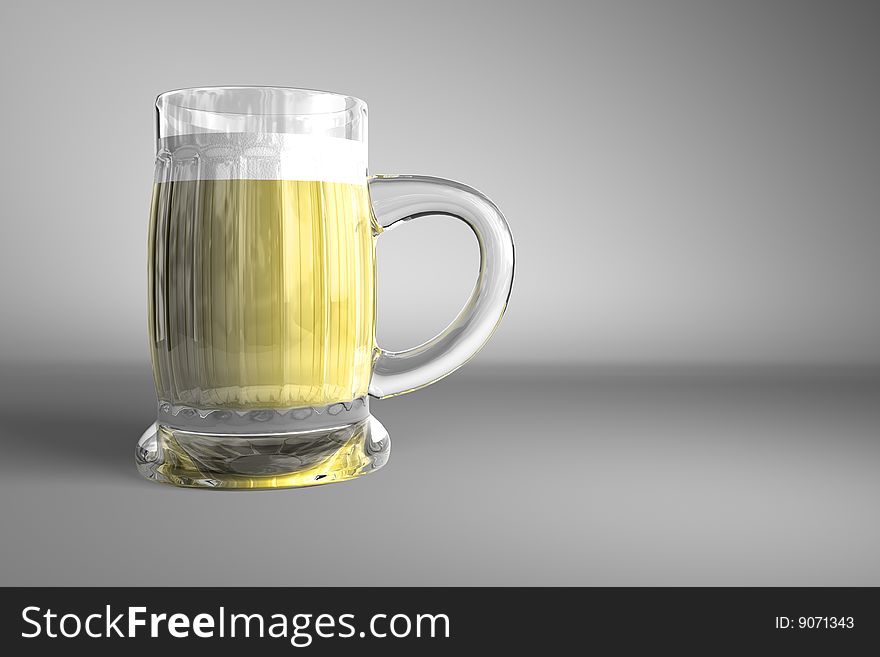 Full glass of beer on a gray background