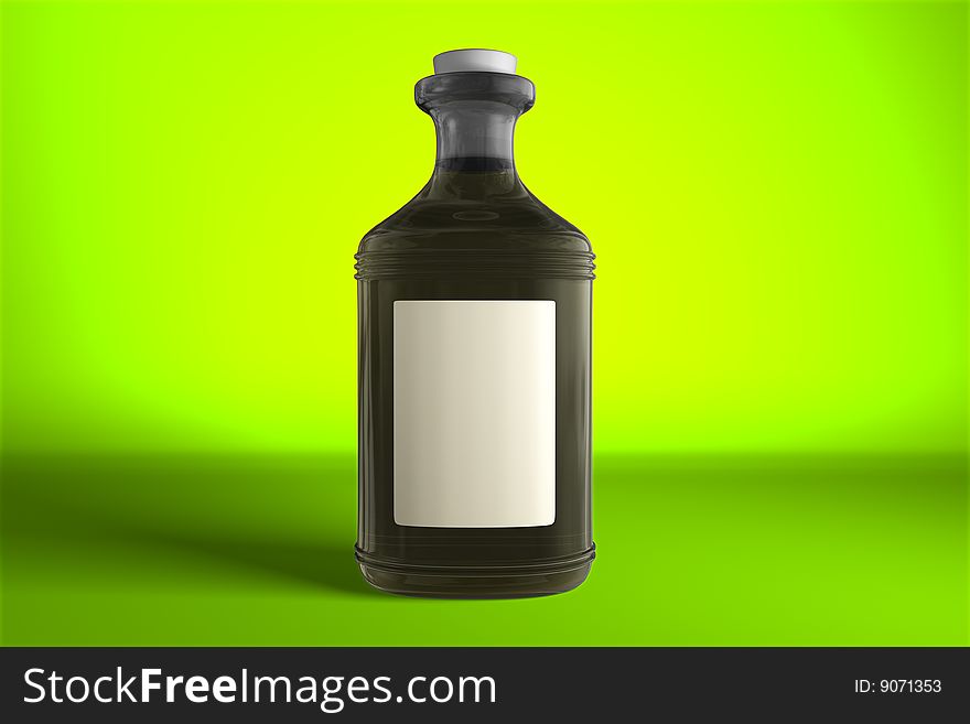 Illustration of a gray bottle on a yellow-green backdrop