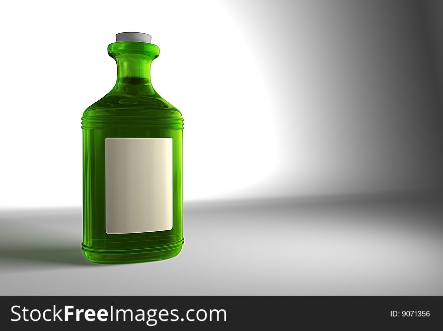 Illustration of a green bottle on a gray backdrop