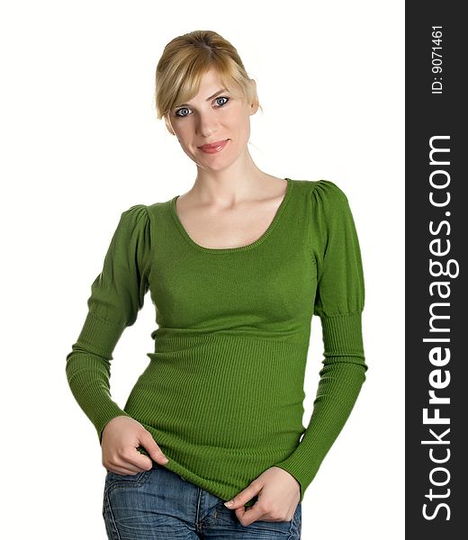 Portrait of the beautiful sexual girl in green. Portrait of the beautiful sexual girl in green