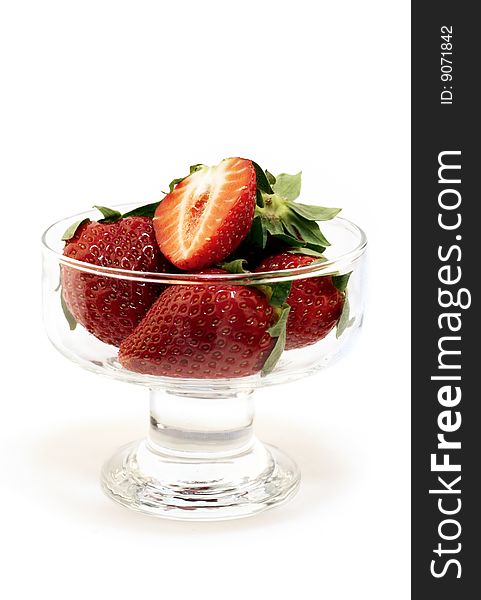 Strawberries in a glass bowl. Strawberries in a glass bowl