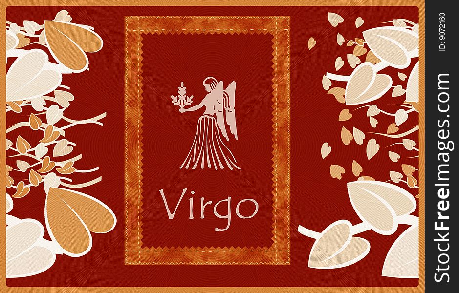 Zodiac sign of virgo in orange background. Zodiac sign of virgo in orange background