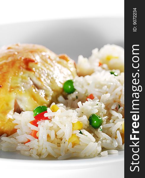 Salmon Fillet and Rice with Vegetables