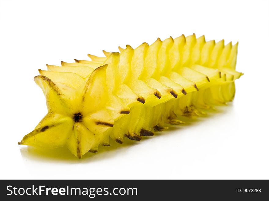 Sliced carambola on white background