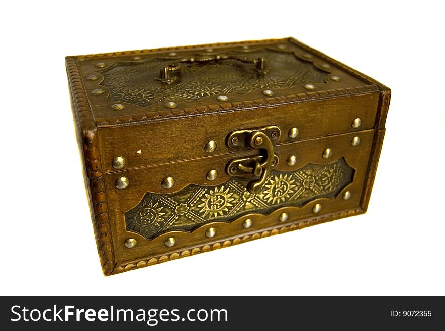 Small wooden chest made in China with brass details. Small wooden chest made in China with brass details