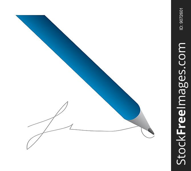 Vector illustration of a pen writing on a blank sheet. Vector illustration of a pen writing on a blank sheet