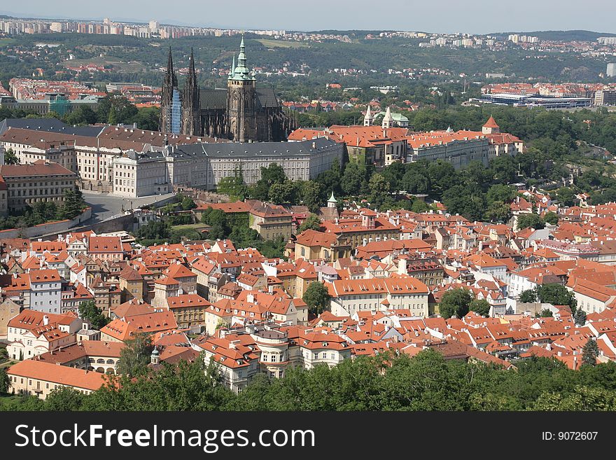 Prague. All building in city cover tile