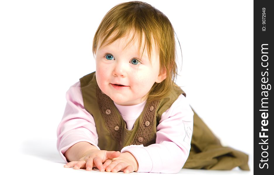 Little girl Lying Down and looking up. Little girl Lying Down and looking up