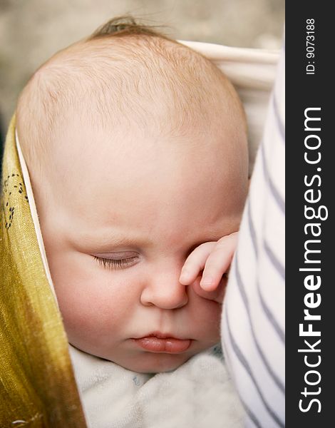 Sleeping baby close up portrait