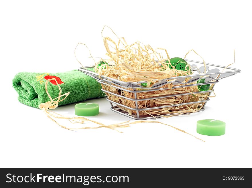 Set for bathing in green scale on a white background. Set for bathing in green scale on a white background