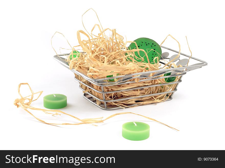 Set for bathing in green scale on a white background. Set for bathing in green scale on a white background