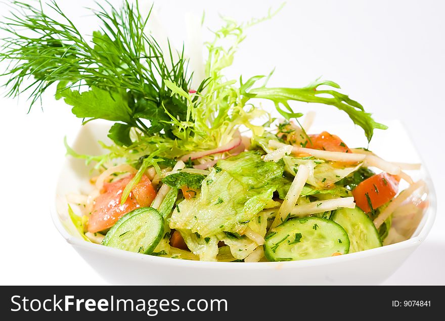 Vegetable salad  in white plate