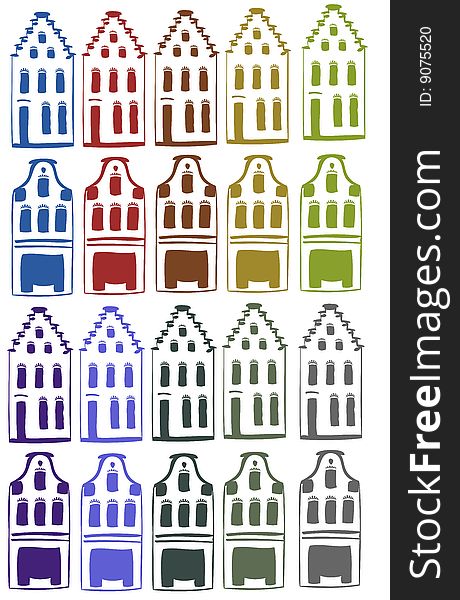 Vector collection of houses in different colors. Vector collection of houses in different colors