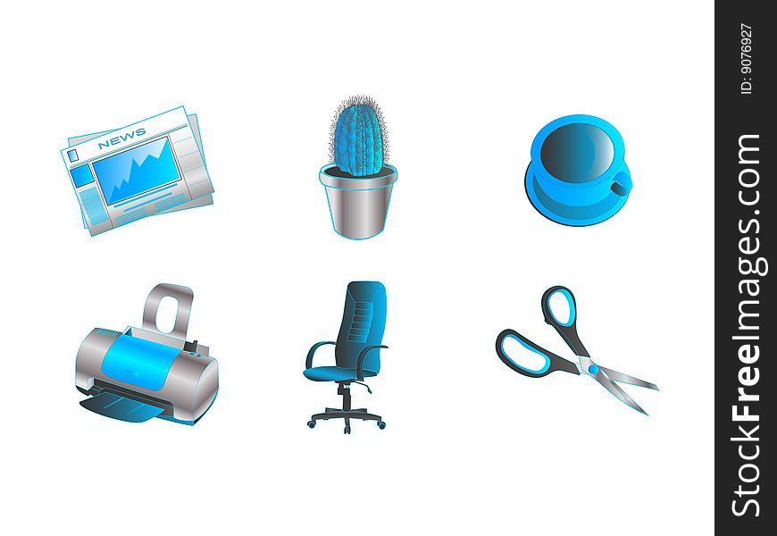 Blue office icon set, blue lite set. Blue office icon set, blue lite set