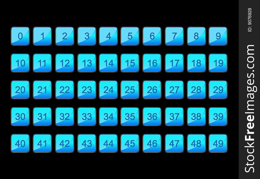 Blue numeration signs in dark. Blue numeration signs in dark