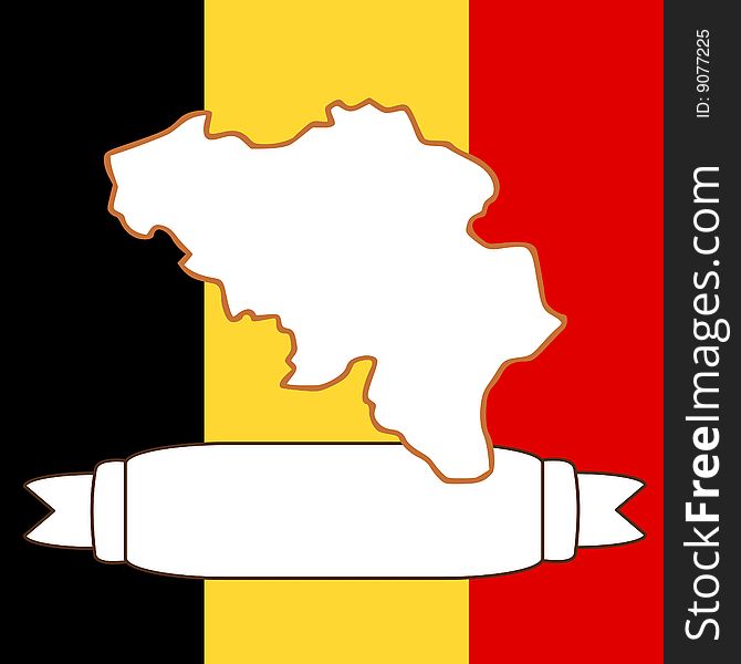 An illustration of Belgium and flag. An illustration of Belgium and flag
