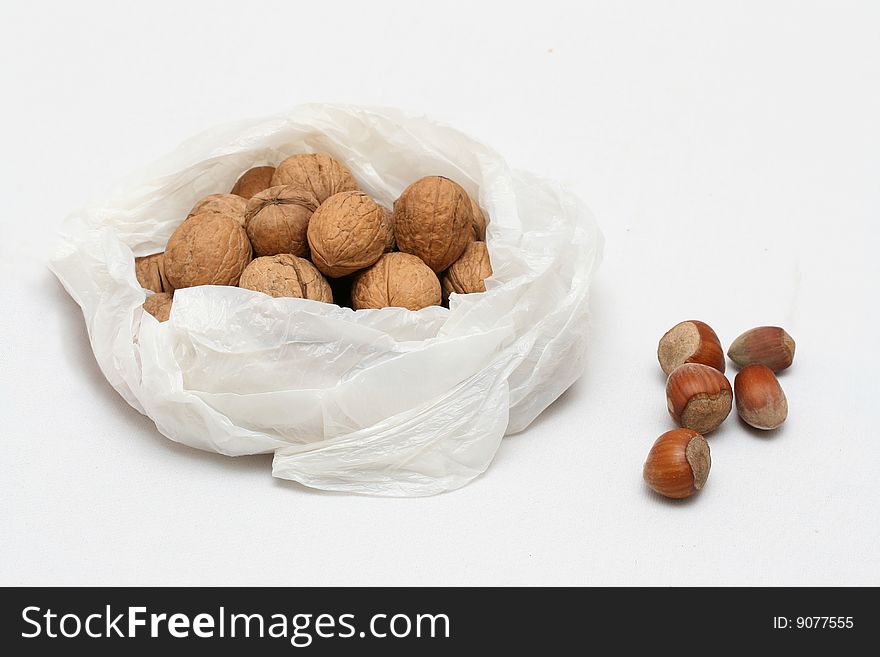 Healthy eating - nuts. Hazelnut, walnut