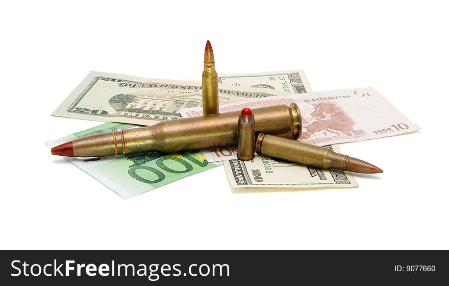 Banknotes and cartridges isolated