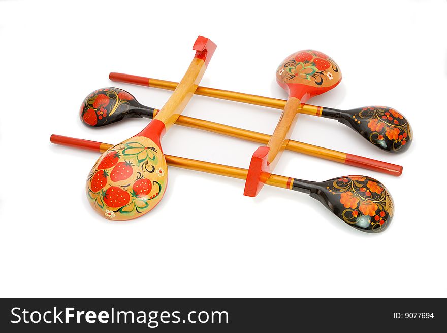 Russian wooden painted spoons isolated