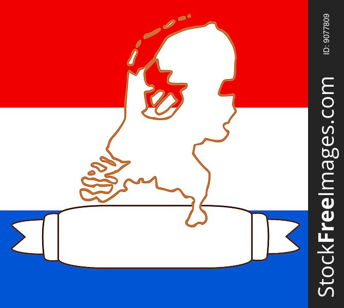 An illustration of The Netherlands and flag. An illustration of The Netherlands and flag
