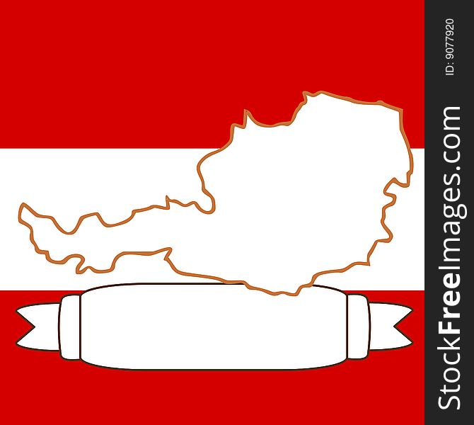 An illustration of Austria and flag. An illustration of Austria and flag