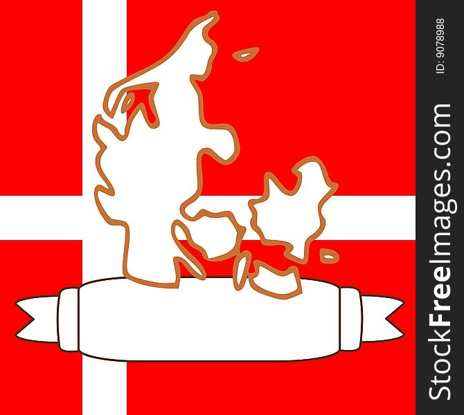 An illustration of Denmark and flag. An illustration of Denmark and flag