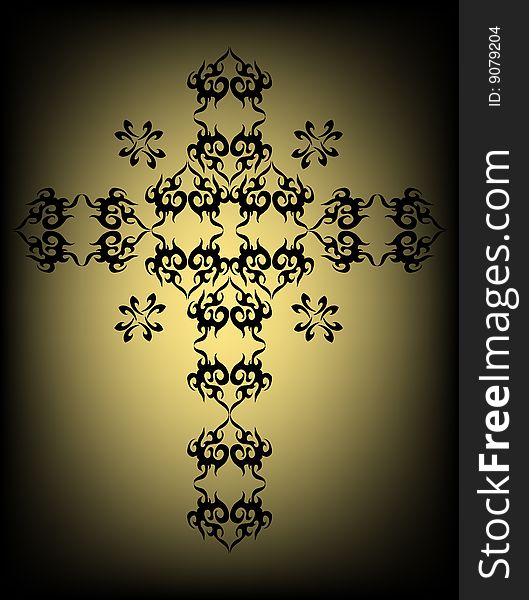 Black elegant cross on the background with a luminescence. Black elegant cross on the background with a luminescence