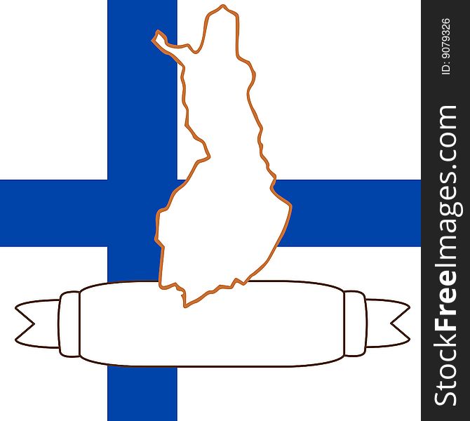 An illustration of Finland and flag. An illustration of Finland and flag
