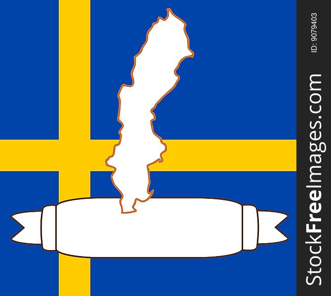 An illustration of Sweden and flag. An illustration of Sweden and flag