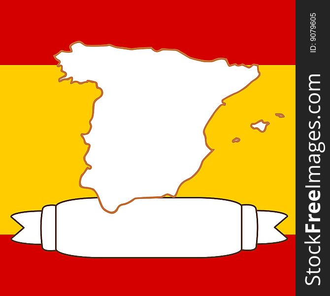 An illustration of Spain and flag. An illustration of Spain and flag