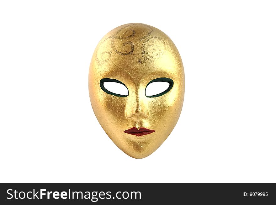 Golden Mask Isolated Over White.