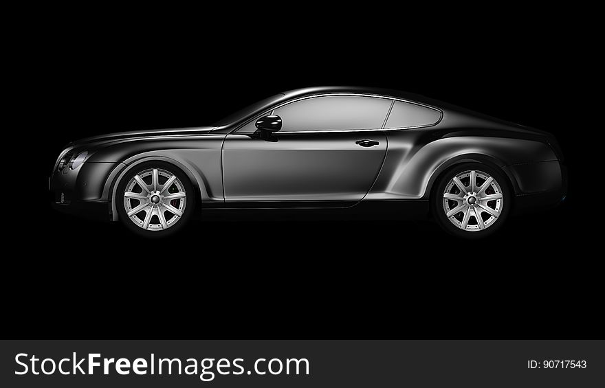 Profile of luxury Bentley sedan in black and white. Profile of luxury Bentley sedan in black and white.