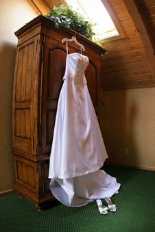 Wedding Gown Hanging Stock Photography