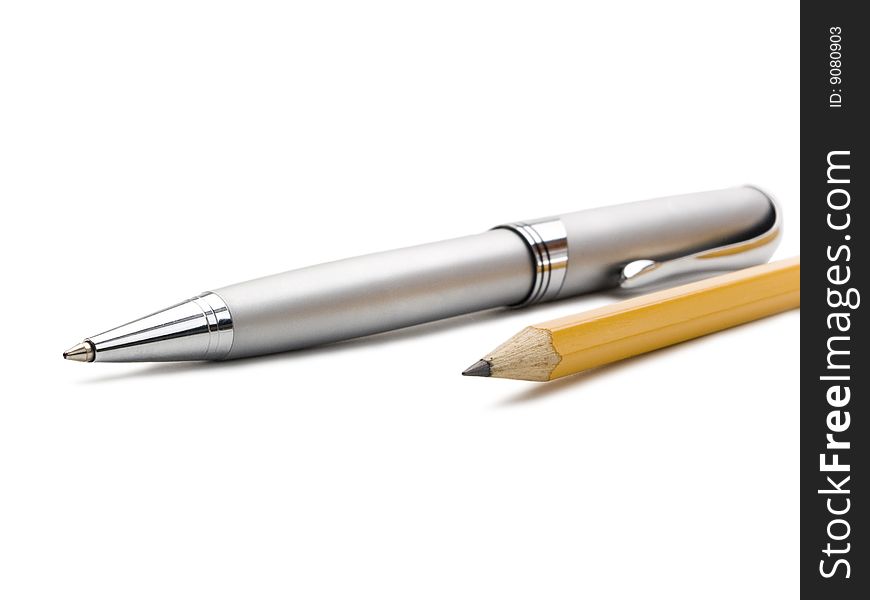 Pencil comparison on white background