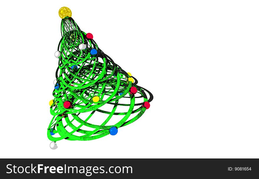 An abstract Christmas tree isolated on a white background.