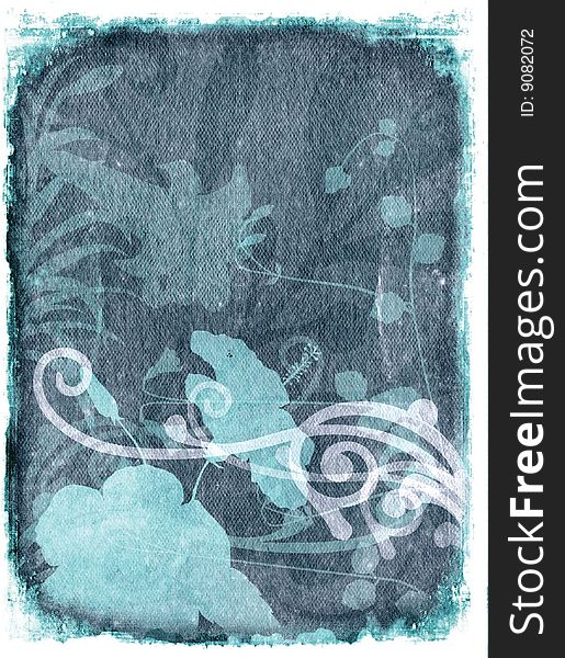 A image of a grunge soft blue floral texture background. A image of a grunge soft blue floral texture background.