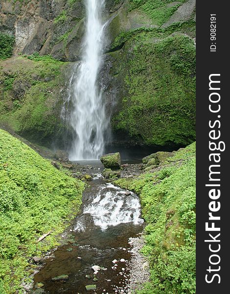 Bottom of Multnomah Falls in the Columbia River Gorge area of Oregon. Bottom of Multnomah Falls in the Columbia River Gorge area of Oregon.