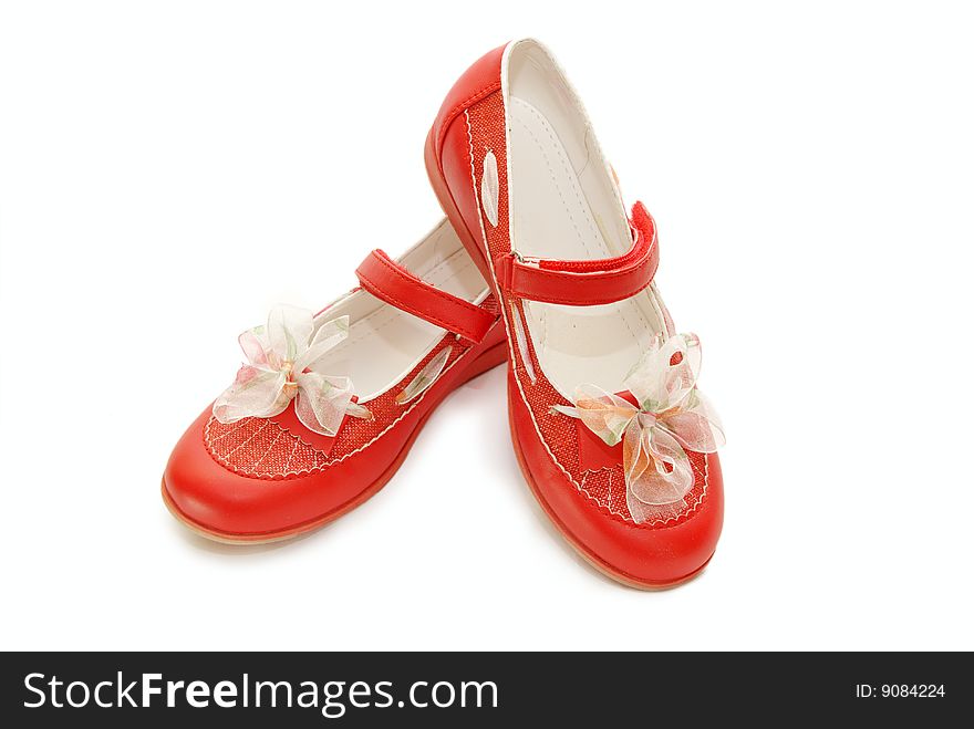 Photo of the girl's red shoes