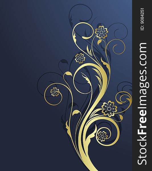 Golden floral background for your design (vector)